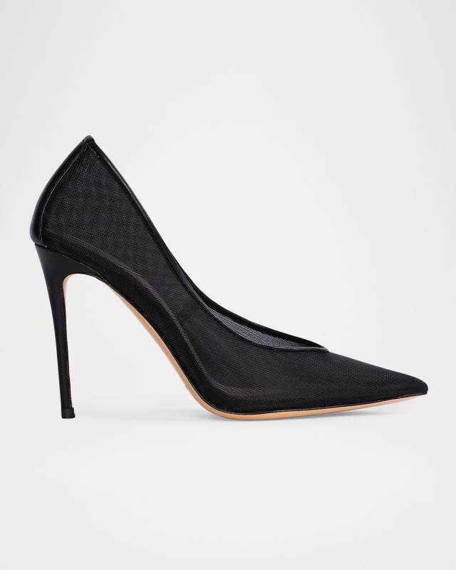 Mesh Leather Stiletto Pumps